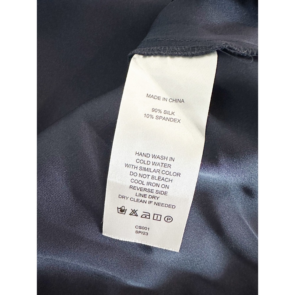 Quince Washable Silk Smocked Waist Mini Dress Navy Blue Size Medium NEW - Picture 9 of 9